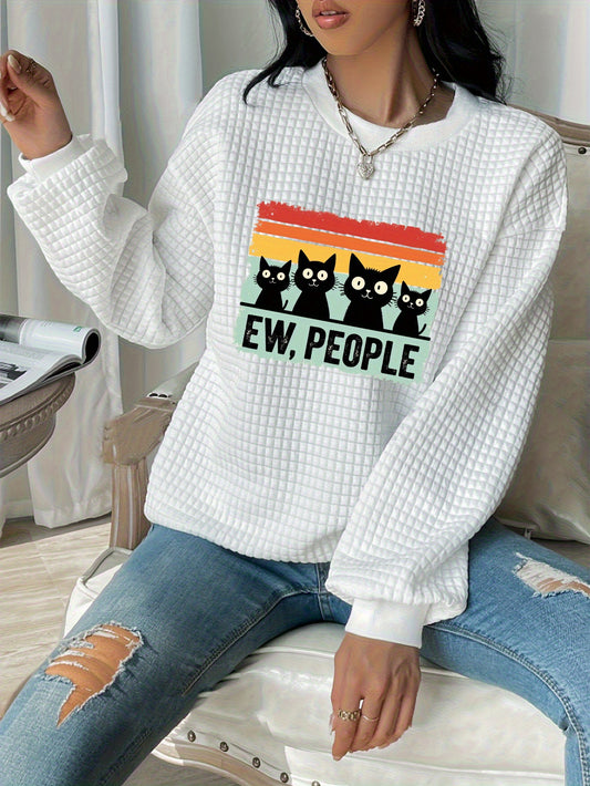 "Ew, People" Waffle Knit Sweatshirt - Funny Introvert Graphic
