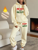 "Merry and Bright" Christmas Fleece Set - Hoodie & Sweatpants