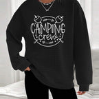 Camping Adventure Waffle Knit Sweatshirt - Tent & Campfire Print