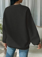 Camping Adventure Waffle Knit Sweatshirt - Tent & Campfire Print