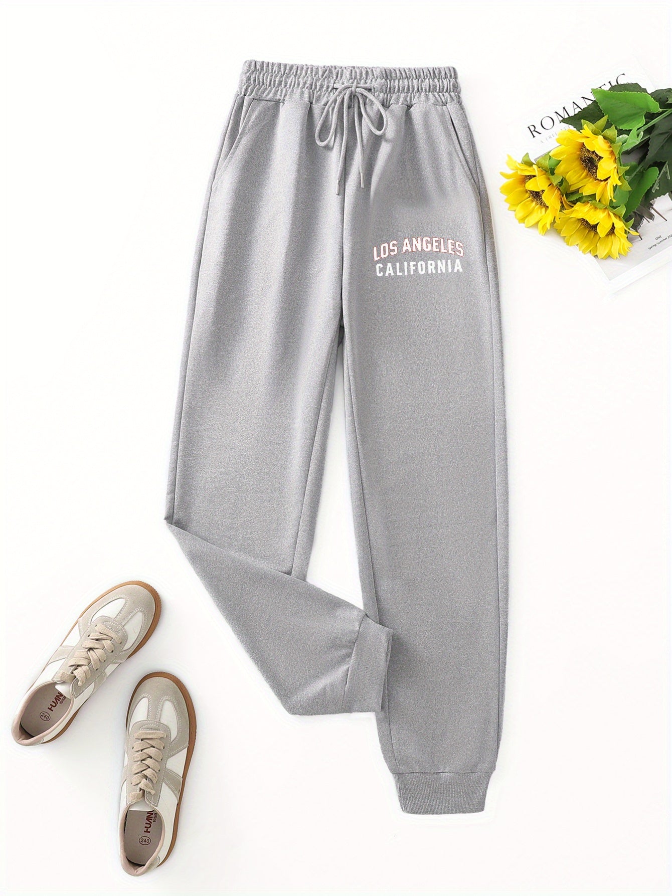 "Los Angeles California" Streetwear Joggers - Black Graphic Sweatpants