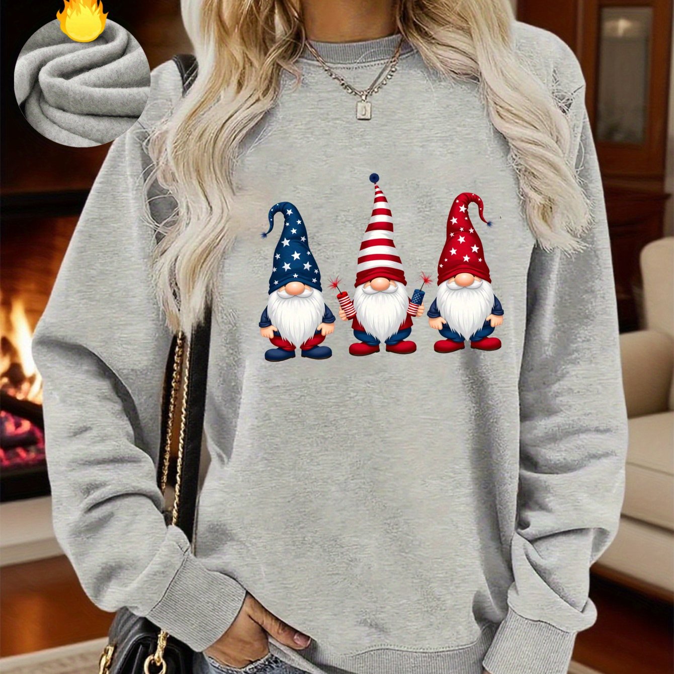 Patriotic Gnomes 4th of July Sweatshirt - Red, White & Blue Graphic