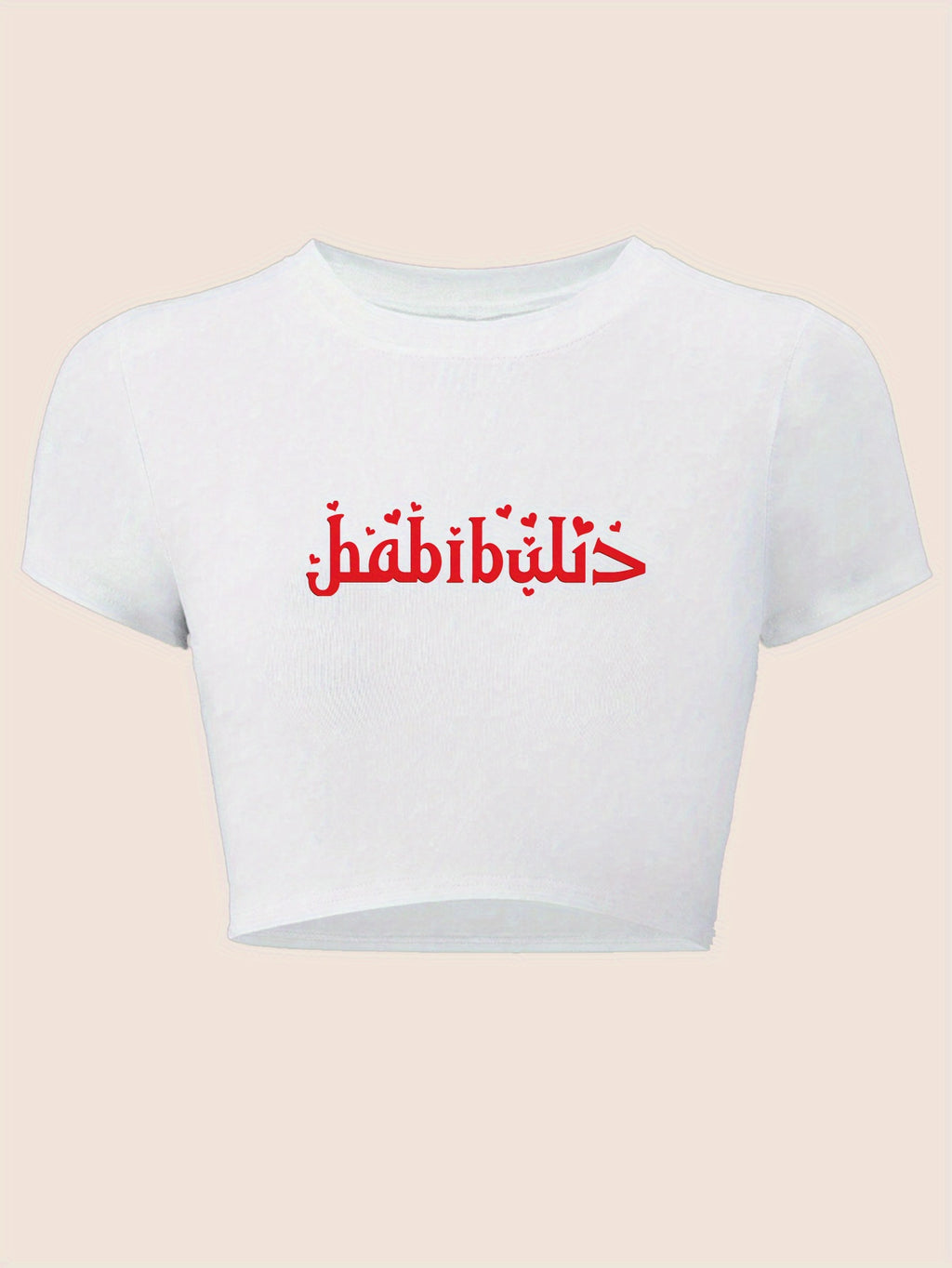 "Habibi" Y2K Baby Tee - Red Graphic Print