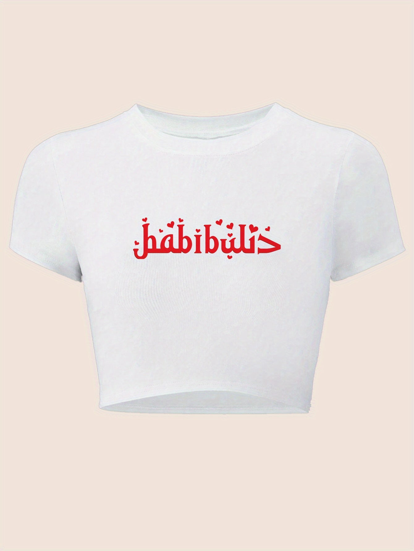 "Habibi" Y2K Baby Tee - Red Graphic Print