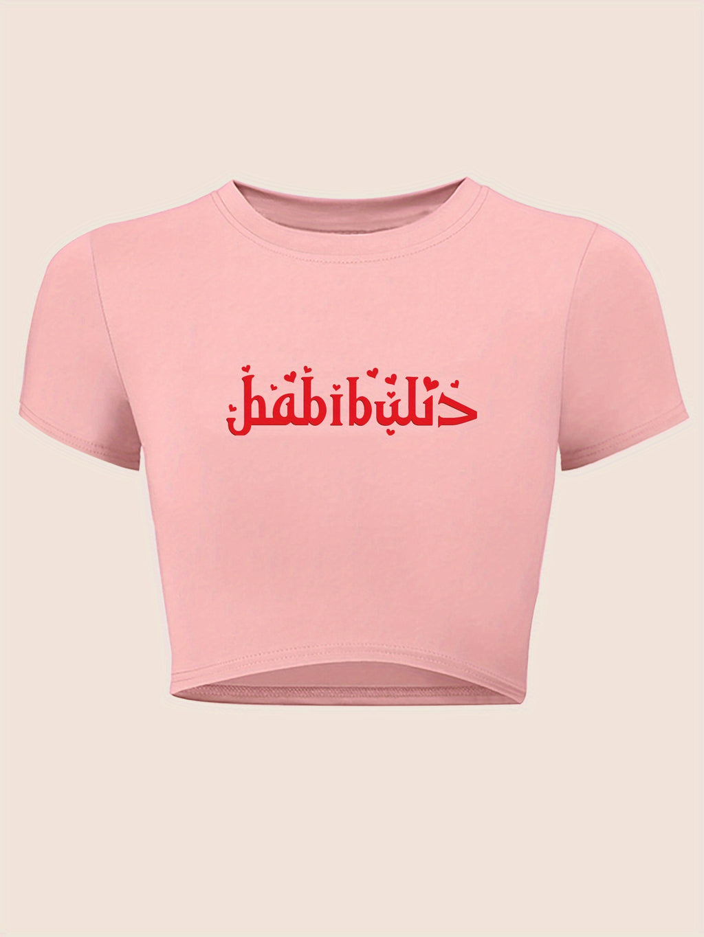 "Habibi" Y2K Baby Tee - Red Graphic Print
