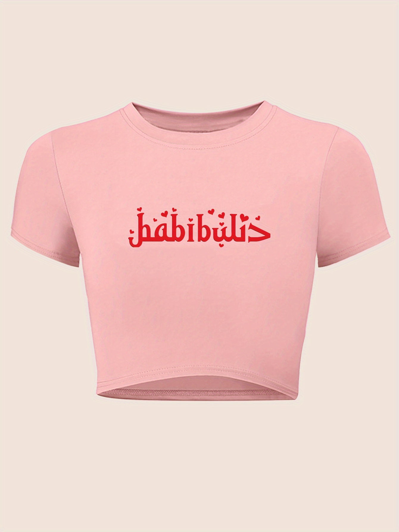 "Habibi" Y2K Baby Tee - Red Graphic Print