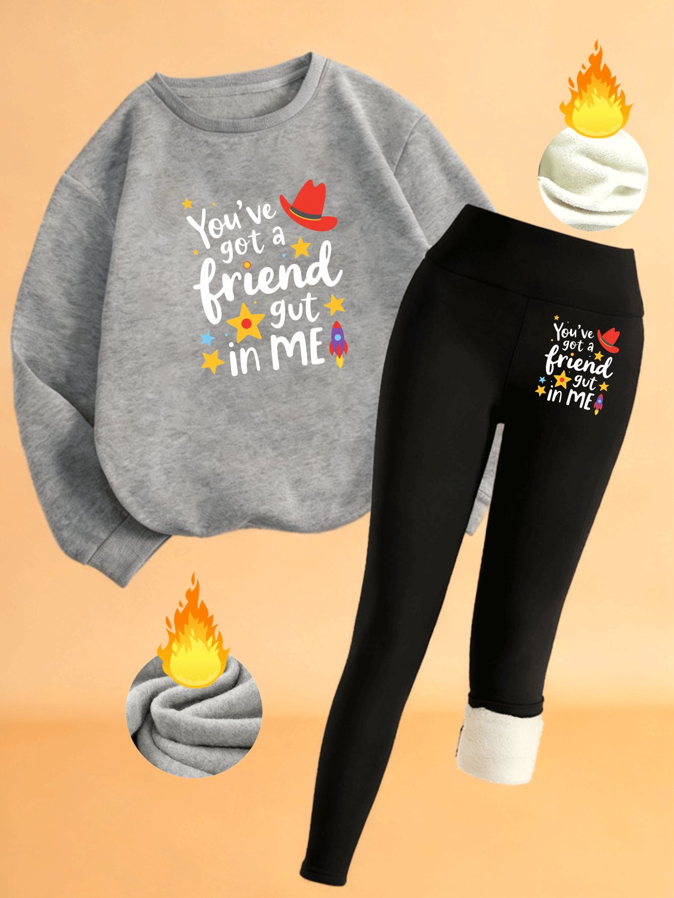 "You Are My Friend" Cozy Lounge Set - Sweatshirt &amp; Fleece-Lined Leggings