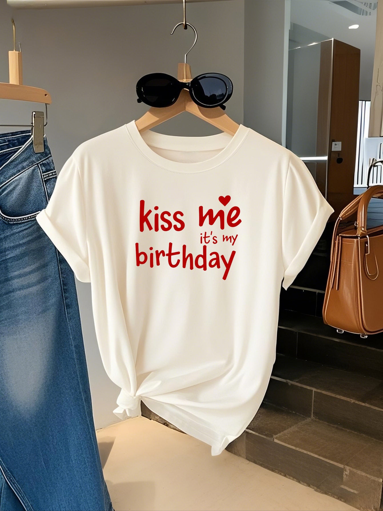 Women's Comfy Stretchy Tee – “I Love Music” Soft Crew Neck Shirt