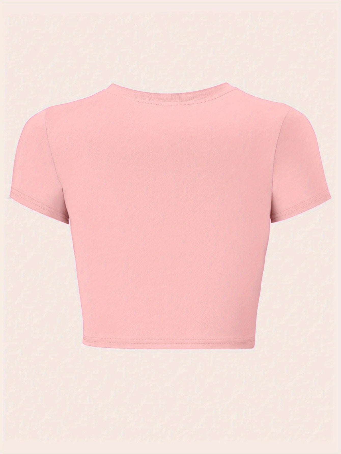 Women's Y2K Graphic Crop Top – Pastel Pink Slim Fit Tee with MTV Logo &amp; Leopard Print Design