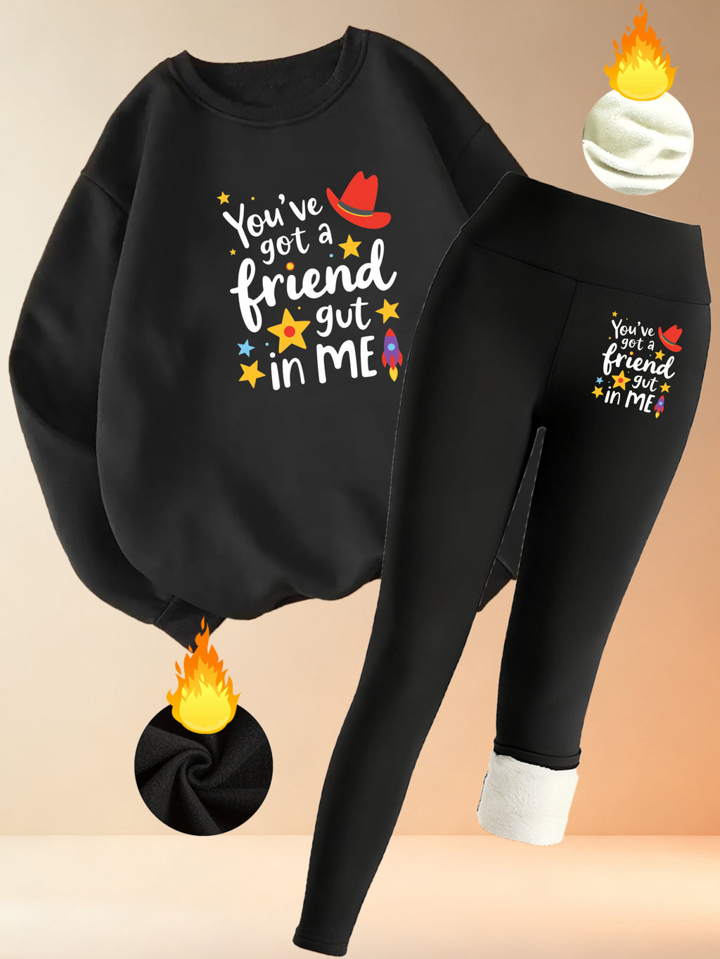"You Are My Friend" Cozy Lounge Set - Sweatshirt &amp; Fleece-Lined Leggings
