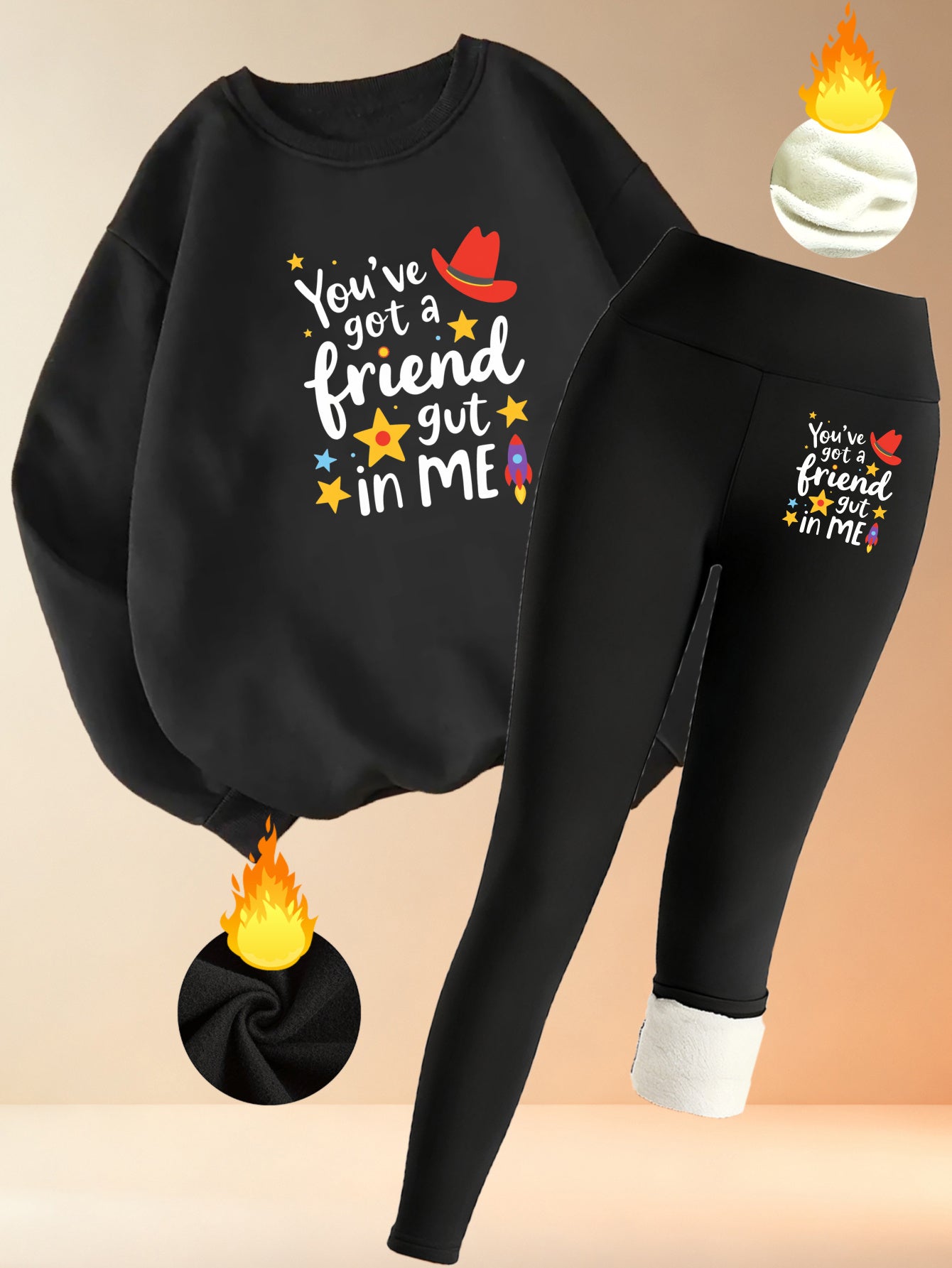 "You Are My Friend" Cozy Lounge Set - Sweatshirt &amp; Fleece-Lined Leggings