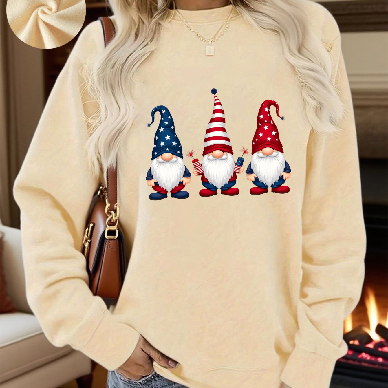 Patriotic Gnomes 4th of July Sweatshirt - Red, White & Blue Graphic