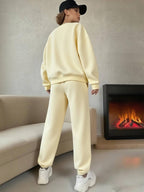 Oversized Plush Lounge Set - Warm Sweatshirt & Drawstring Pants
