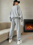 Oversized Plush Lounge Set - Warm Sweatshirt & Drawstring Pants