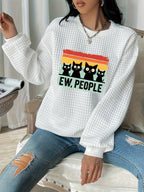 "Ew, People" Waffle Knit Sweatshirt - Funny Introvert Graphic