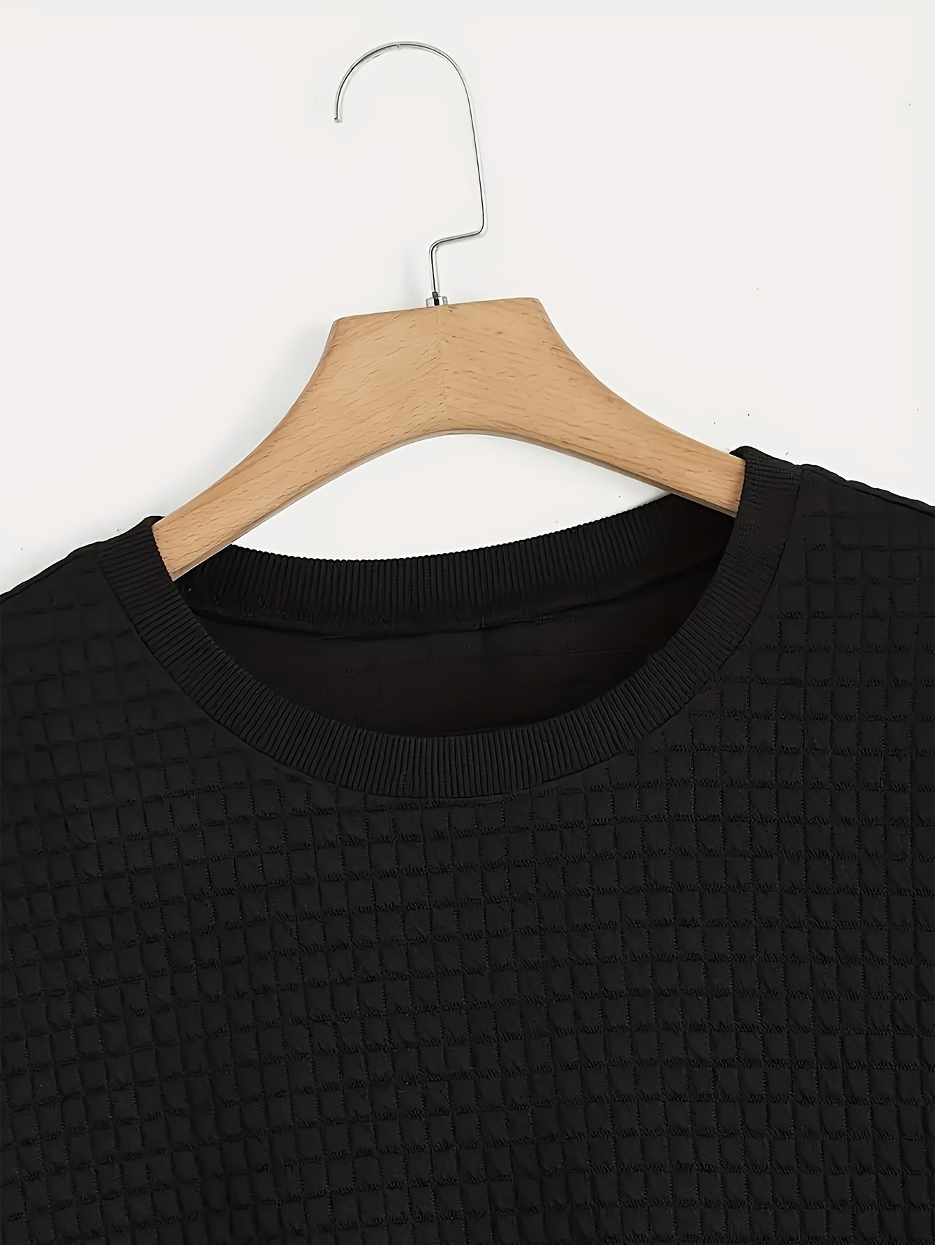 Abstract Face Graphic Waffle Knit Sweatshirt - Oversized Pullover