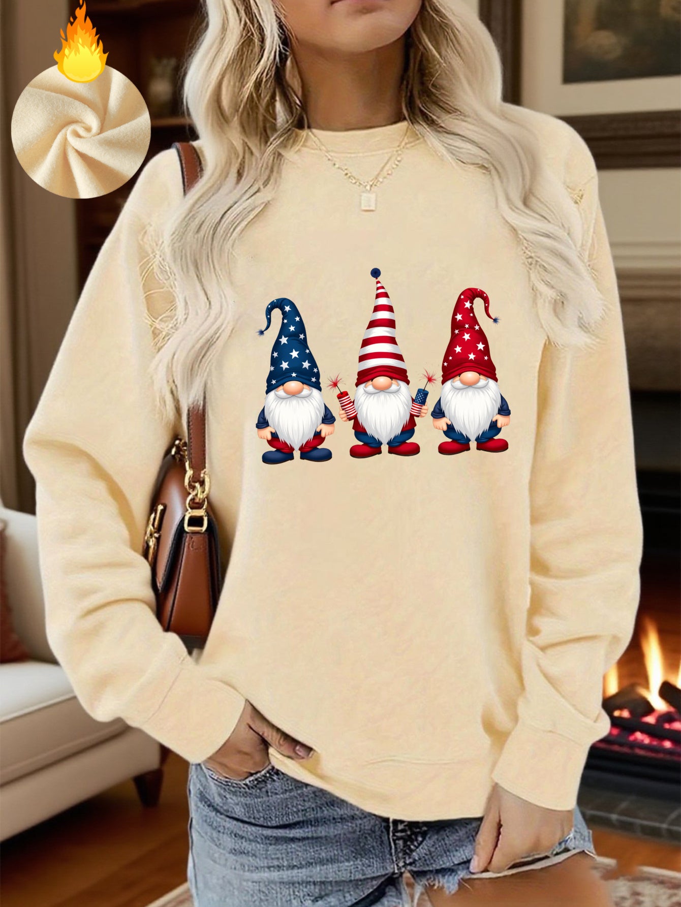Patriotic Gnomes 4th of July Sweatshirt - Red, White & Blue Graphic
