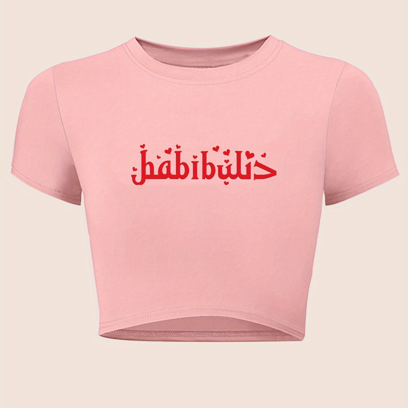 "Habibi" Y2K Baby Tee - Red Graphic Print