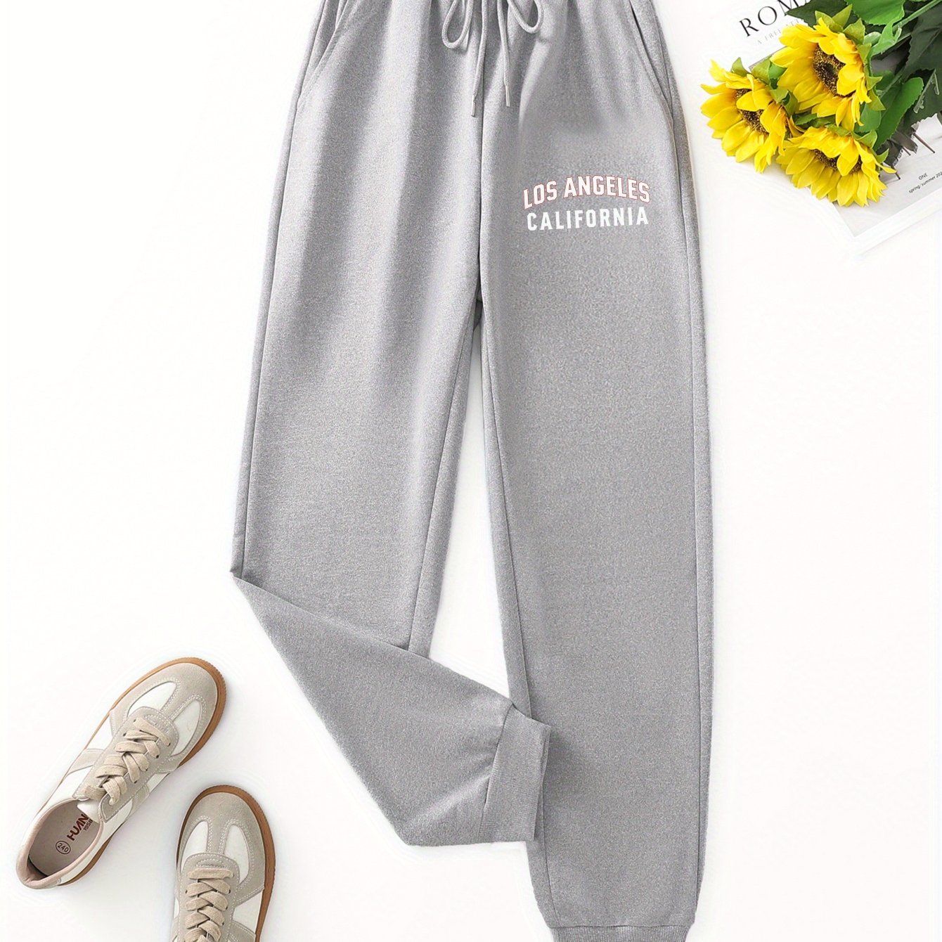 "Los Angeles California" Streetwear Joggers - Black Graphic Sweatpants