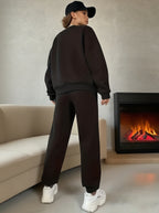 Oversized Plush Lounge Set - Warm Sweatshirt & Drawstring Pants