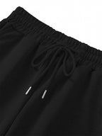 "Love" Heartbeat Graphic Joggers - Black Drawstring Pants