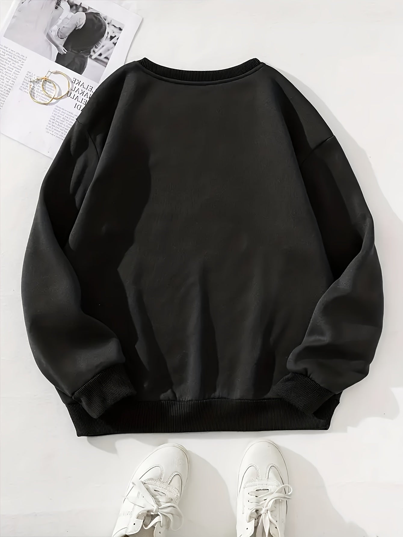 Women's Twin Peaks Sunset Print Lounge Set – Black Casual Sweatshirt &amp; Shorts