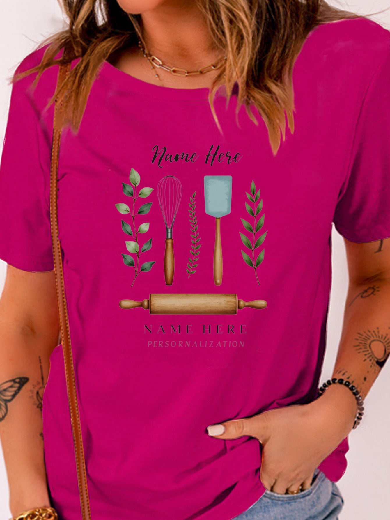 Personalized Baking T-Shirt Watercolor Utensils &amp; Rolling Pin - Gift for Baker