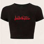 "Habibi" Y2K Baby Tee - Red Graphic Print