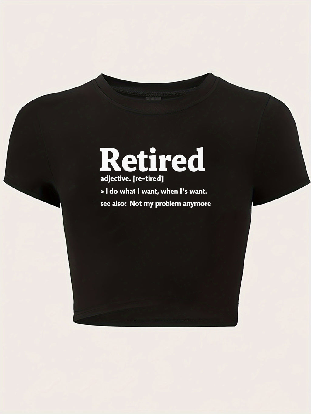 "Retired" Y2K Baby Tee - Black Slim Fit Graphic Crop