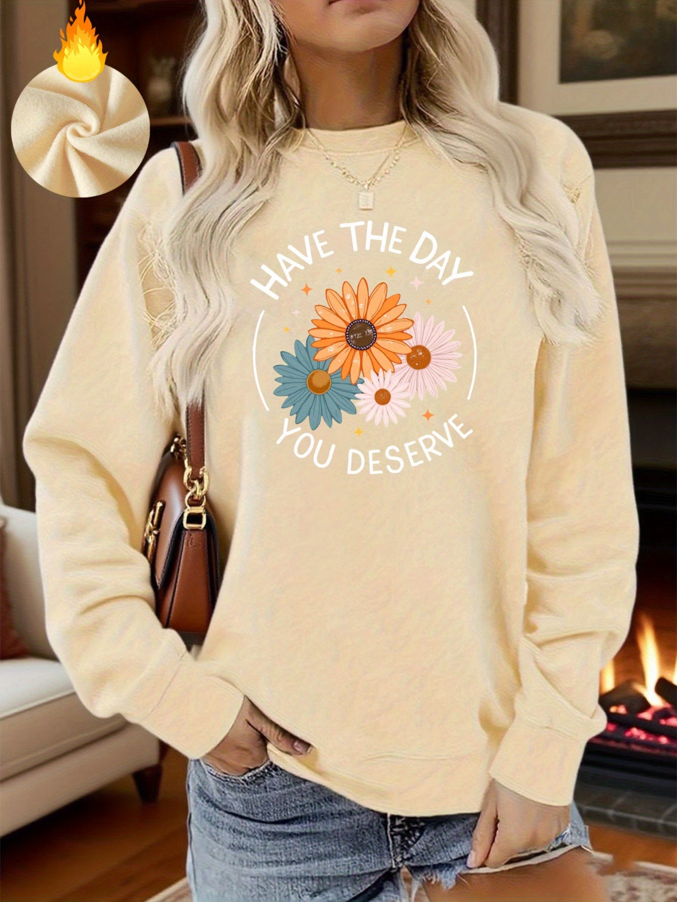 "Have The Day You Deserve" Sassy Graphic Hoodie - Floral Sun Design