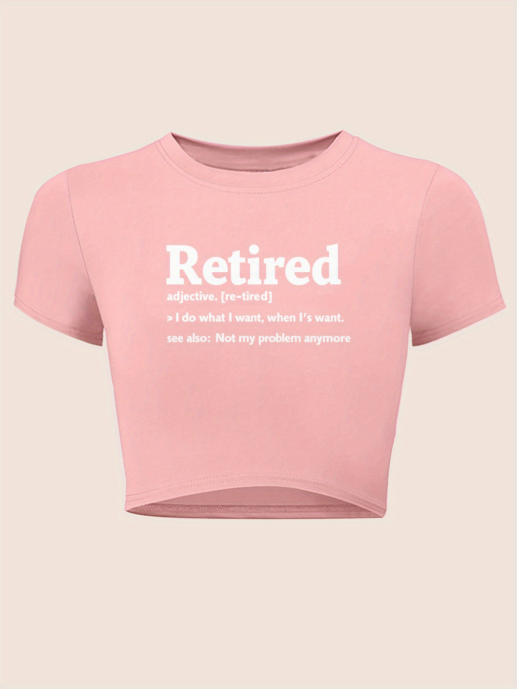 "Retired" Y2K Baby Tee - Black Slim Fit Graphic Crop