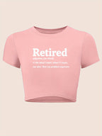 "Retired" Y2K Baby Tee - Black Slim Fit Graphic Crop