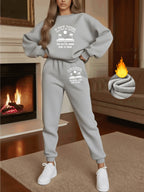 Oversized Plush Lounge Set - Warm Sweatshirt & Drawstring Pants
