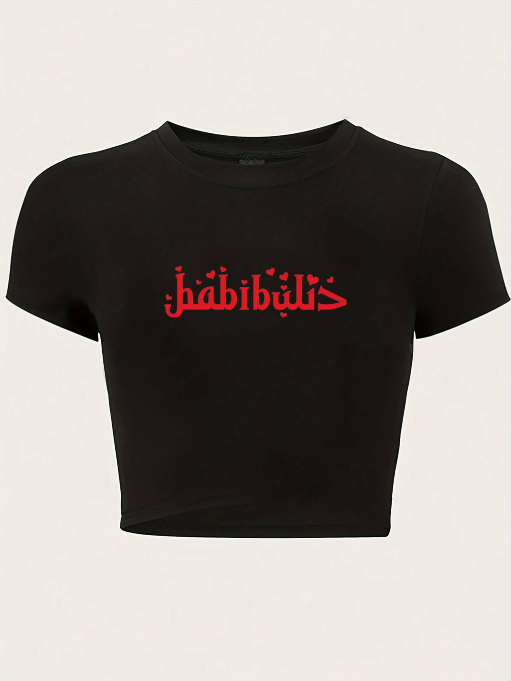"Habibi" Y2K Baby Tee - Red Graphic Print