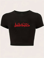 "Habibi" Y2K Baby Tee - Red Graphic Print