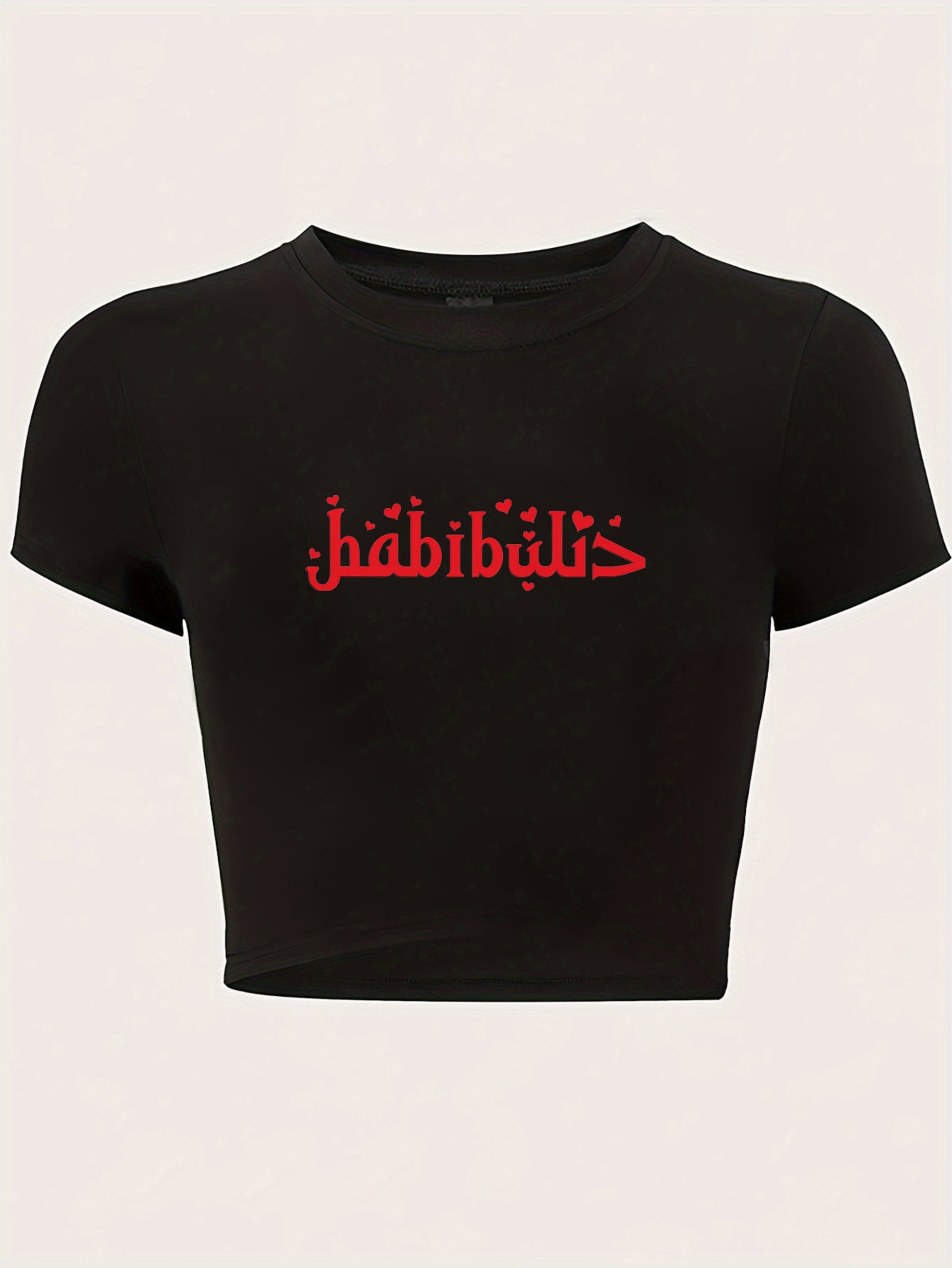 "Habibi" Y2K Baby Tee - Red Graphic Print