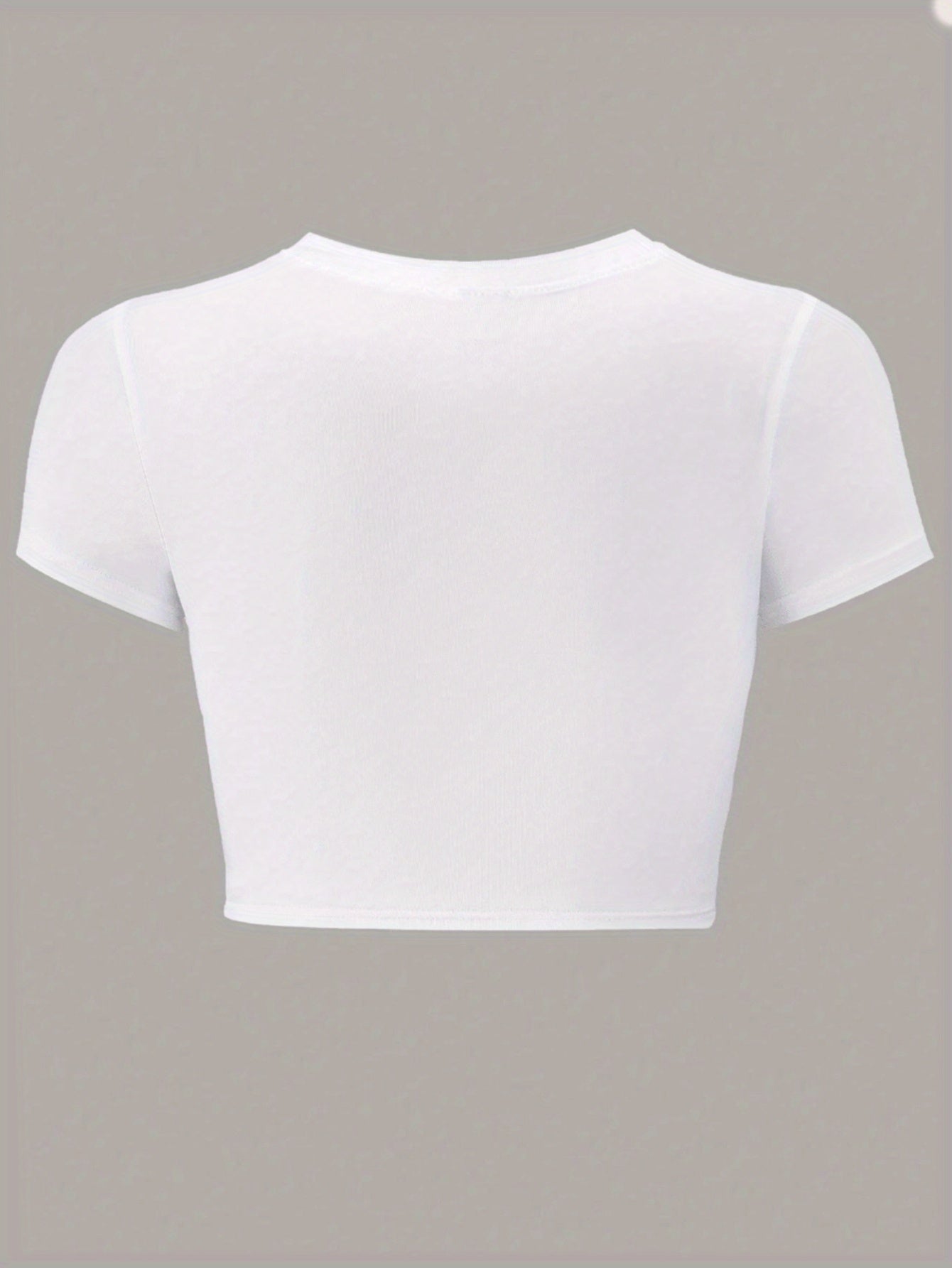 Stretchy Women's Crop Top T-Shirt with Graphic Print Y2K Crew Neck Tee, Slim Fit for Summer