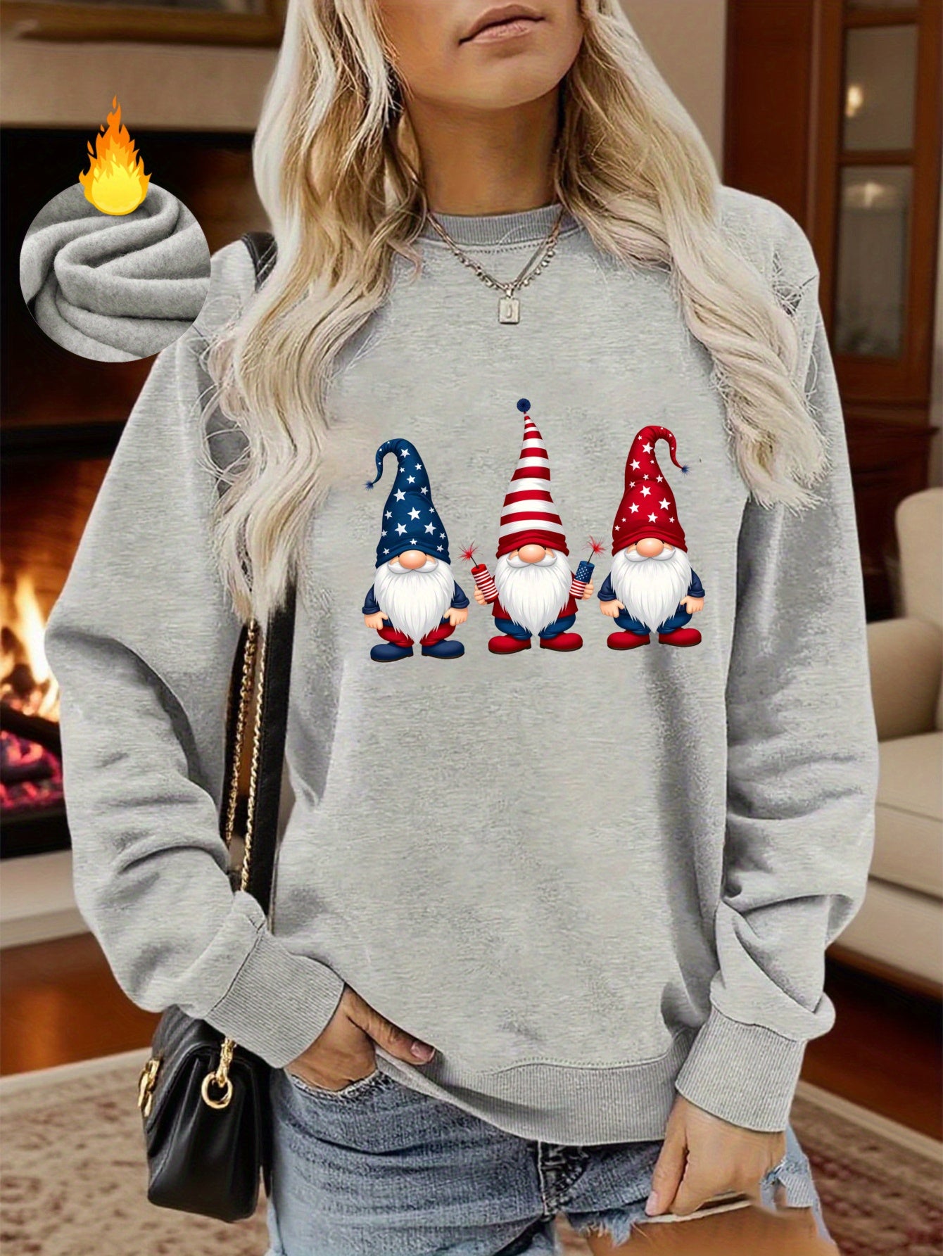 Patriotic Gnomes 4th of July Sweatshirt - Red, White & Blue Graphic
